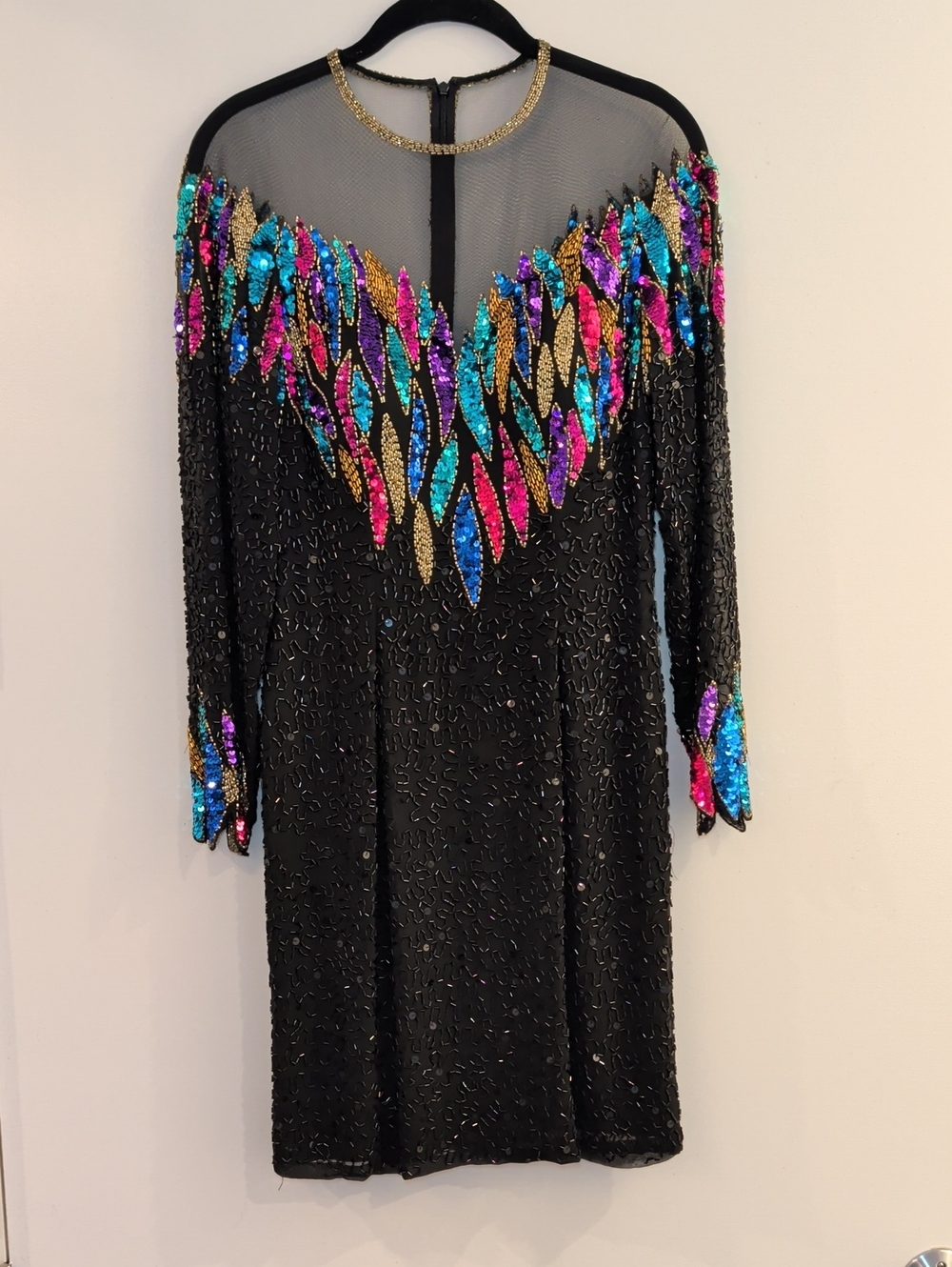 80s Vintage Niteline Sequin Long Sleeve Dress Size 6